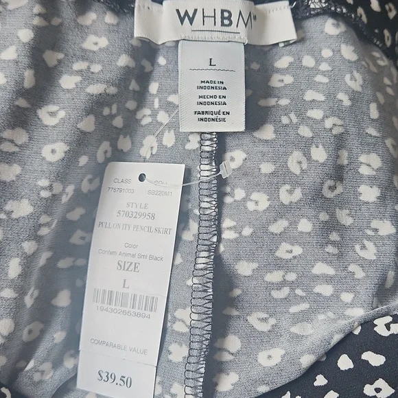 White House Black Market WHBM Pull On Pencil Skirt Confetti Animal Print Large - Picture 3 of 7